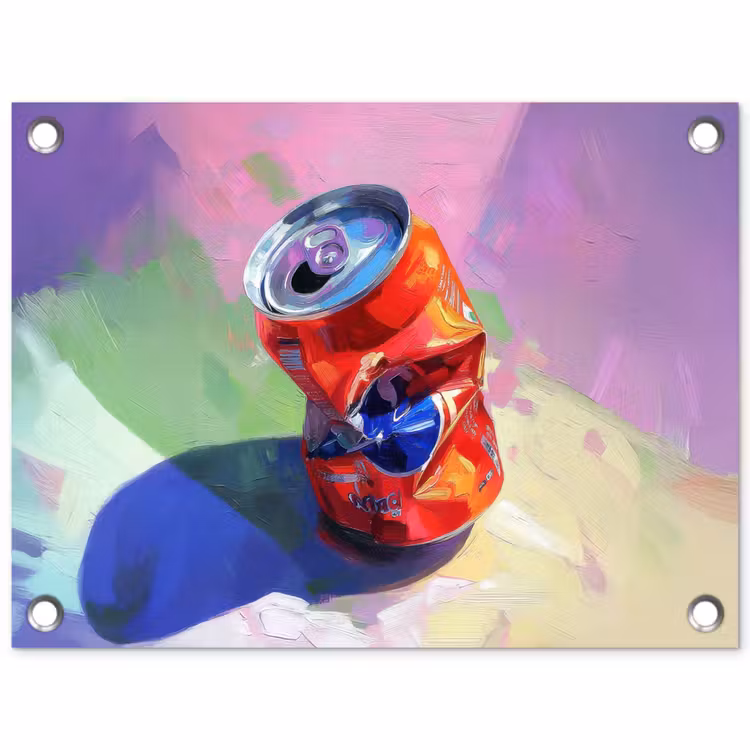 Frisdrank - Blik - Paars tuinposter los doek klein -3d
