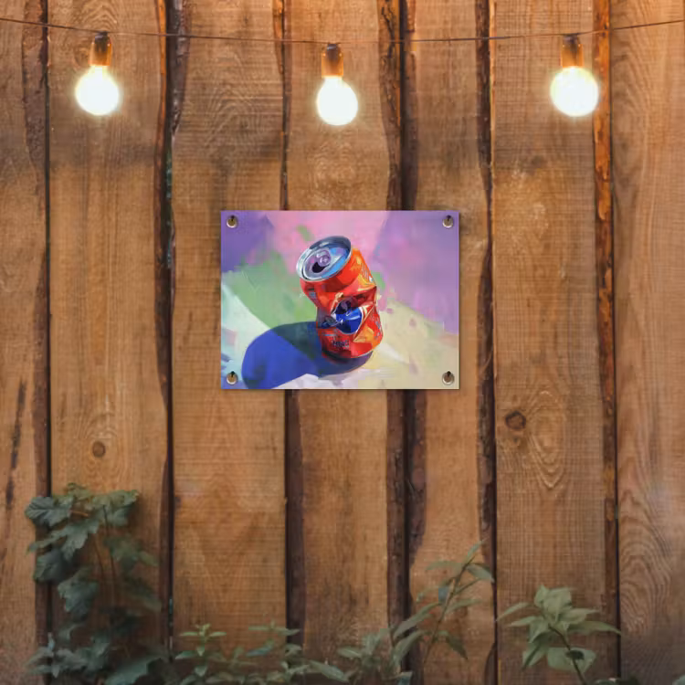 Frisdrank - Blik - Paars tuinposter los doek klein -sfeer1
