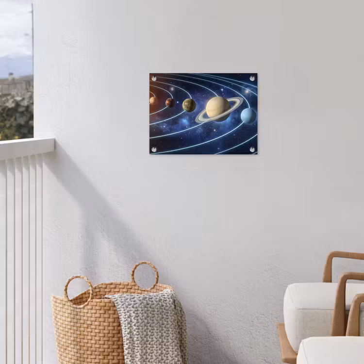 Ruimte - Zonnestelsel - Blauw tuinposter los doek klein -sfeer8
