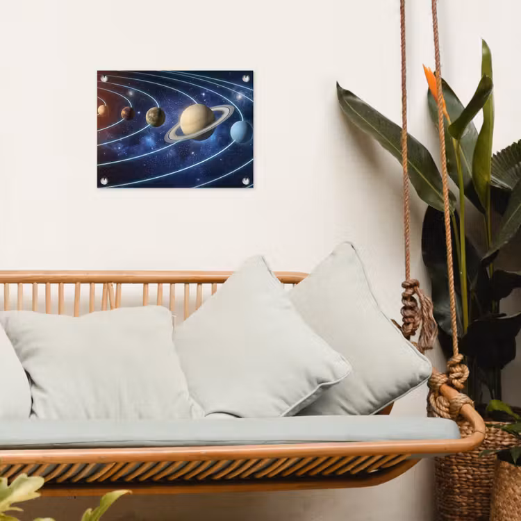 Ruimte - Zonnestelsel - Blauw tuinposter los doek klein -sfeer7