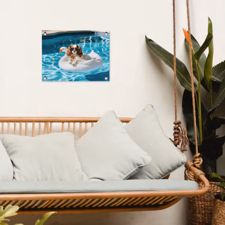 Spaniel - Zonnebril - Zwemband - Zwemband tuinposter los doek klein -sfeer7