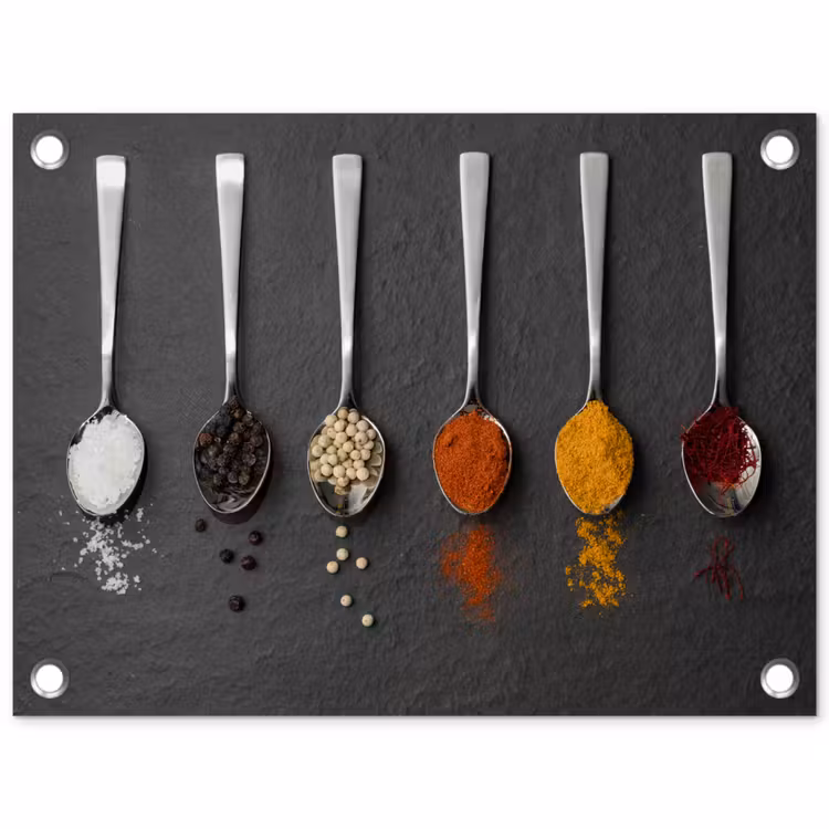 Specerijen - Lepels - Tafel - Rustiek - Kruiden tuinposter los doek klein -3d