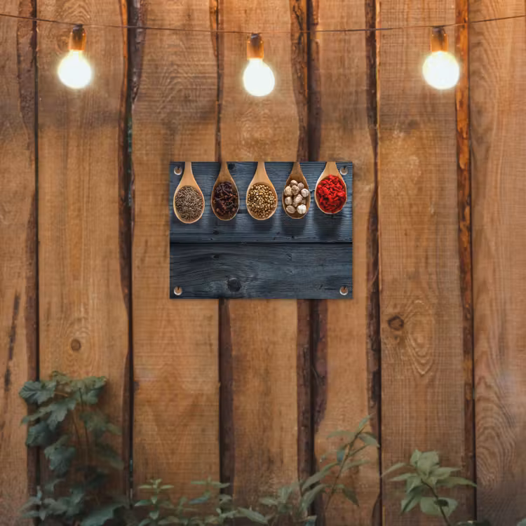 Kruiden - Lepels - Hout - Keuken - Specerijen - Industrieel tuinposter los doek klein -sfeer1