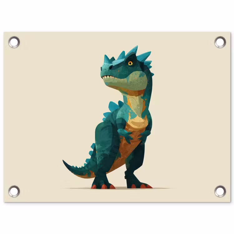 Stekels - Dino - Blauw - Gespierd tuinposter los doek klein -3d