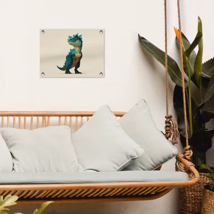Stekels - Dino - Blauw - Gespierd tuinposter los doek klein -sfeer7