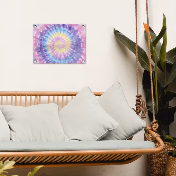 Spiraal - Tie dye - Pasteltinten tuinposter los doek klein -sfeer7