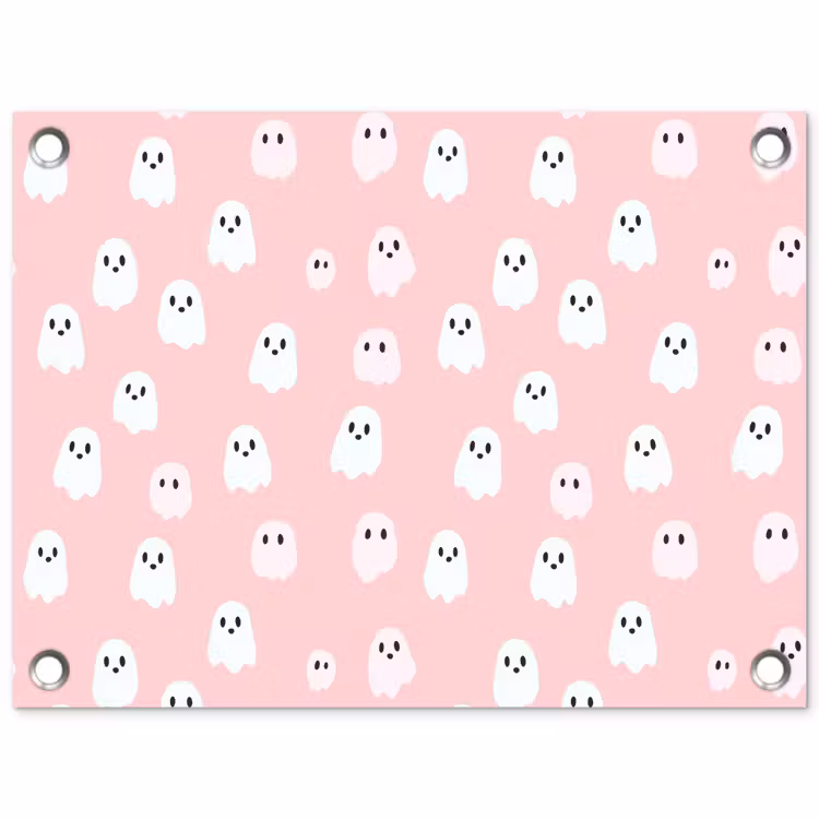 Spookjes - Patroon - Roze tuinposter los doek klein 239 -3d