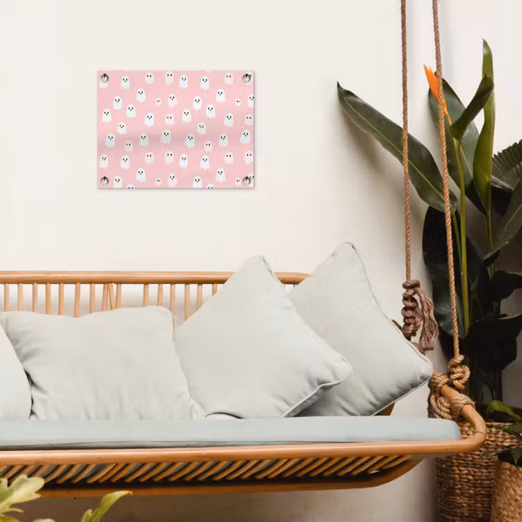 Spookjes - Patroon - Roze tuinposter los doek klein 239 -sfeer7