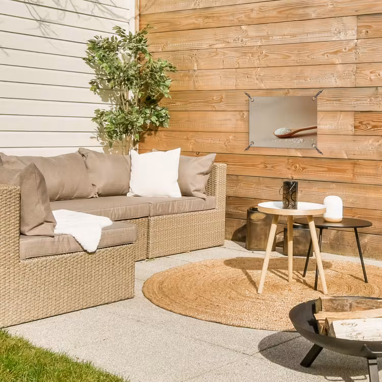 Lepel - Rijst - Hout - Beige tuinposter los doek klein -sfeer4