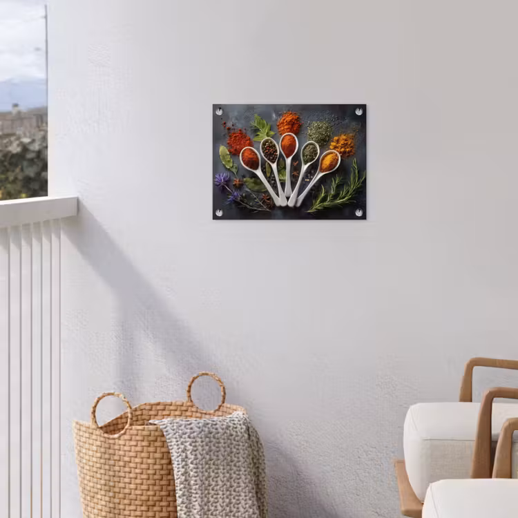 Lepels - Wit - Poeder - Kruiden tuinposter los doek klein -sfeer8