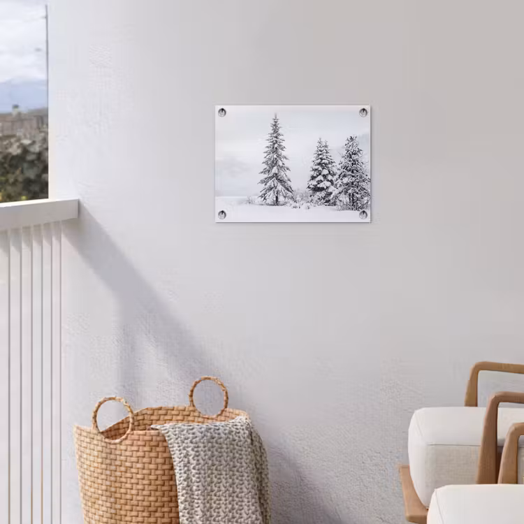 Fijnsparren - Sneeuw - Winter - Landschap - Stilte tuinposter los doek klein -sfeer8