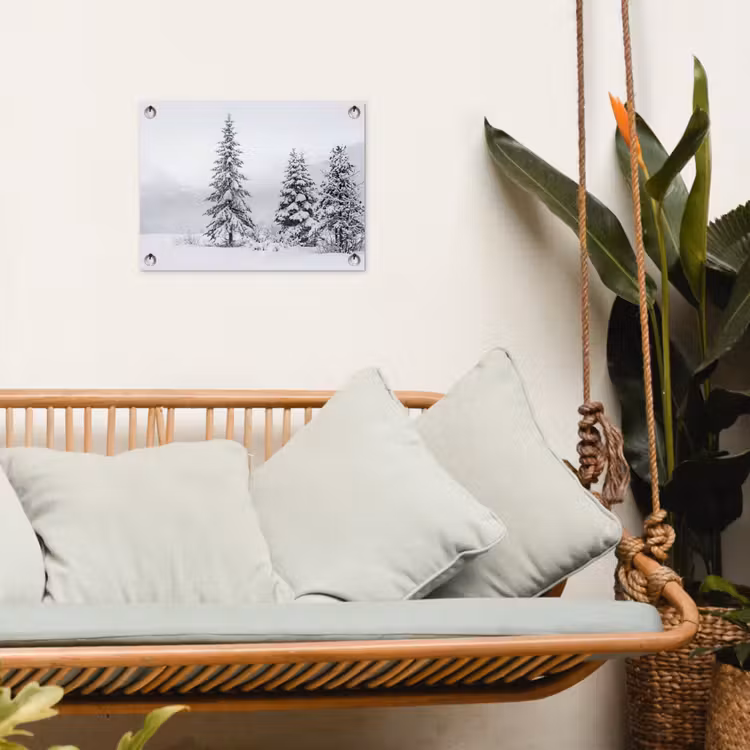 Fijnsparren - Sneeuw - Winter - Landschap - Stilte tuinposter los doek klein -sfeer7