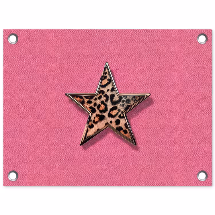 Ster - Luipaard - Print - Roze tuinposter los doek klein -3d