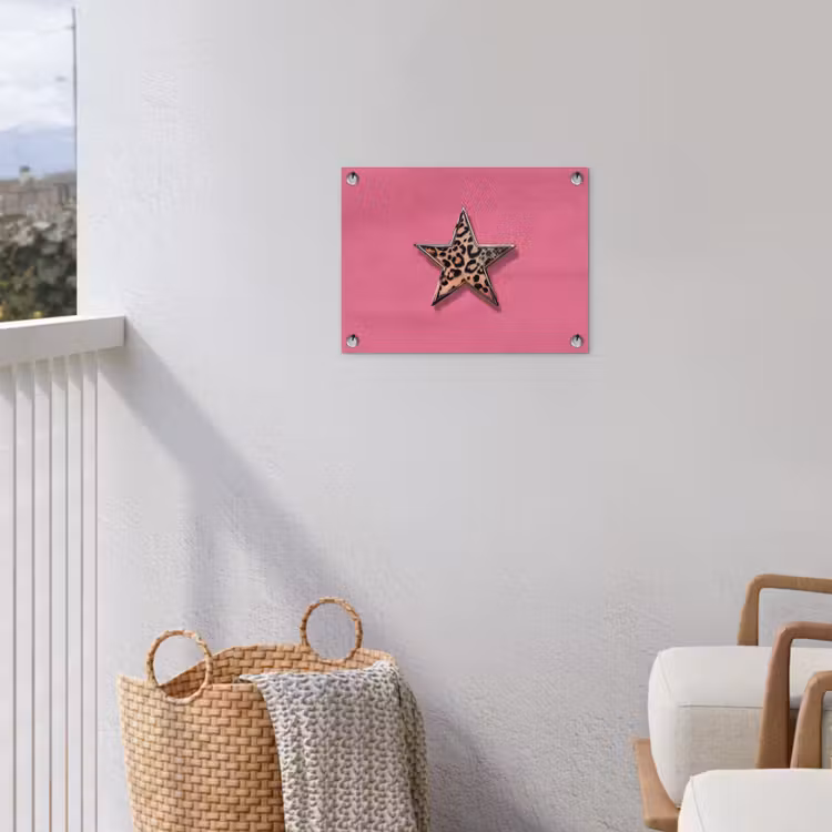 Ster - Luipaard - Print - Roze tuinposter los doek klein -sfeer8