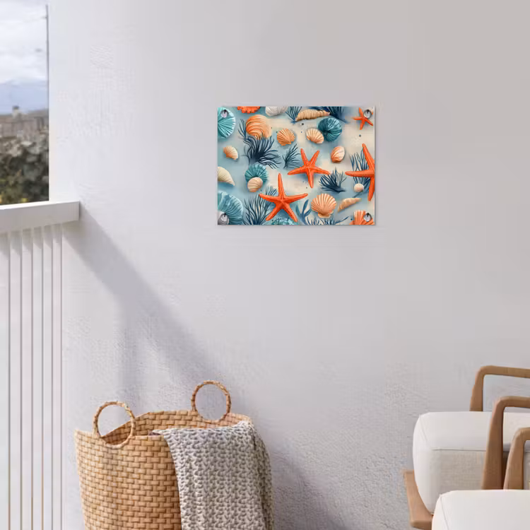 Zeesterren - Schelpen - Illustratie - Zand tuinposter los doek klein -sfeer8