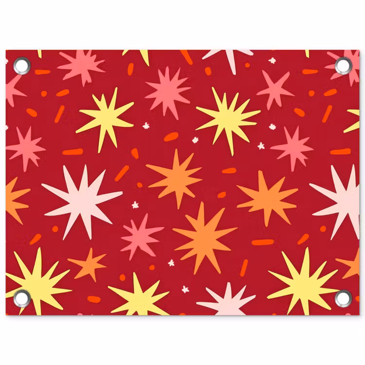 Sterren - Speels - Rood tuinposter los doek klein 239 -3d
