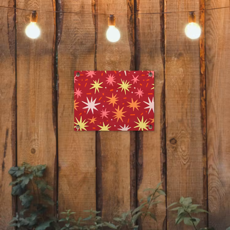Sterren - Speels - Rood tuinposter los doek klein 239 -sfeer1