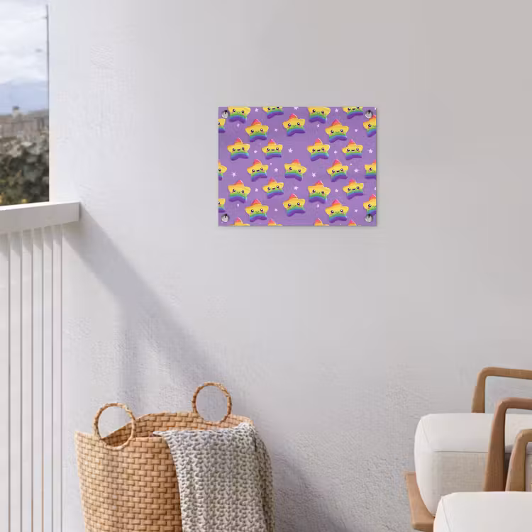 Sterren - Regenboog - Paars tuinposter los doek klein 239 -sfeer8