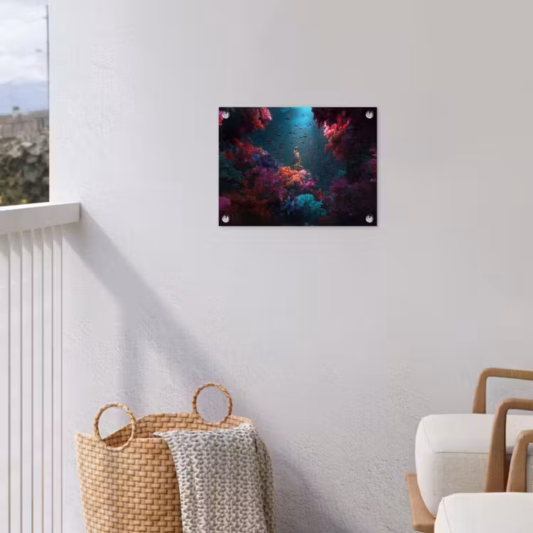 Standbeeld - Zeebodem - Koraal - Kleurrijk tuinposter los doek klein -sfeer8