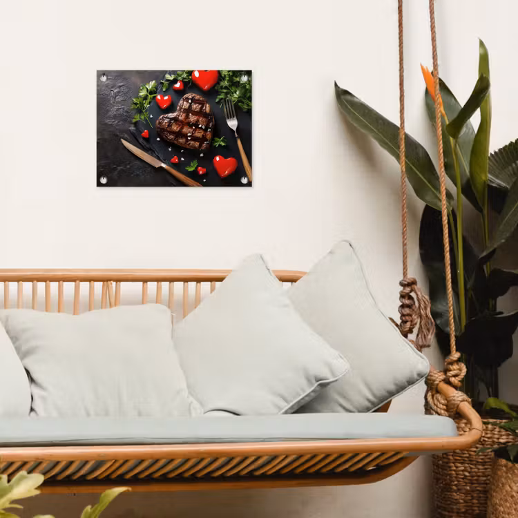Steak - Hart - Bestek tuinposter los doek klein -sfeer7