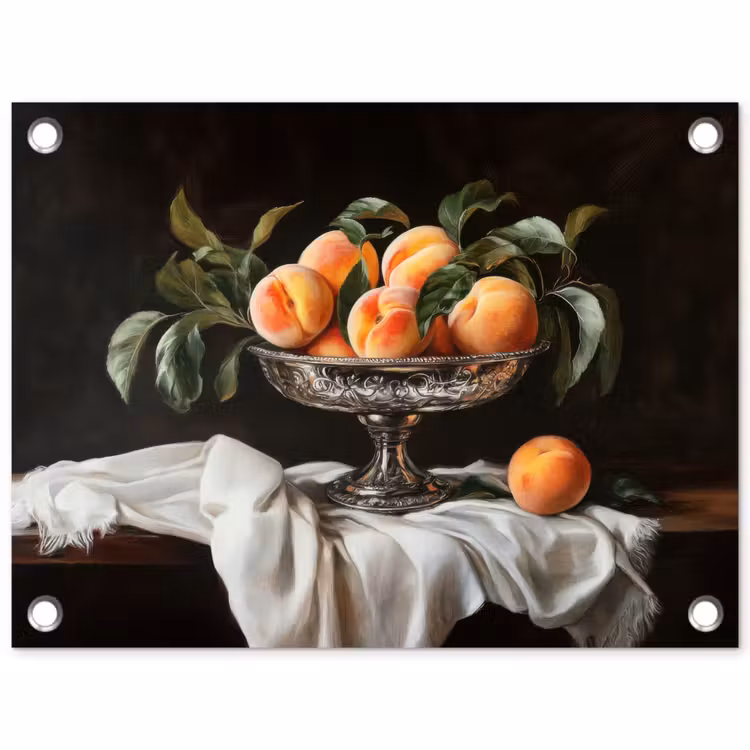 Stilleven - Perziken - Vintage tuinposter los doek klein -3d
