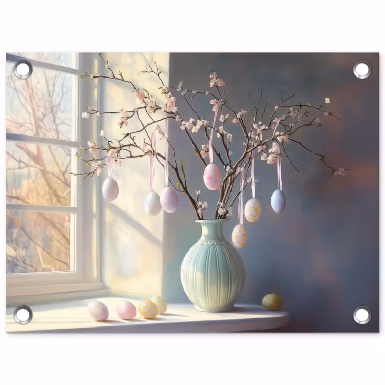 Stilleven - Vaas - Paastak tuinposter los doek klein -3d