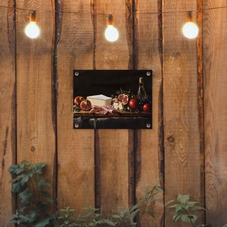 Stilleven - Vintage - Borrelplank tuinposter los doek klein -sfeer1