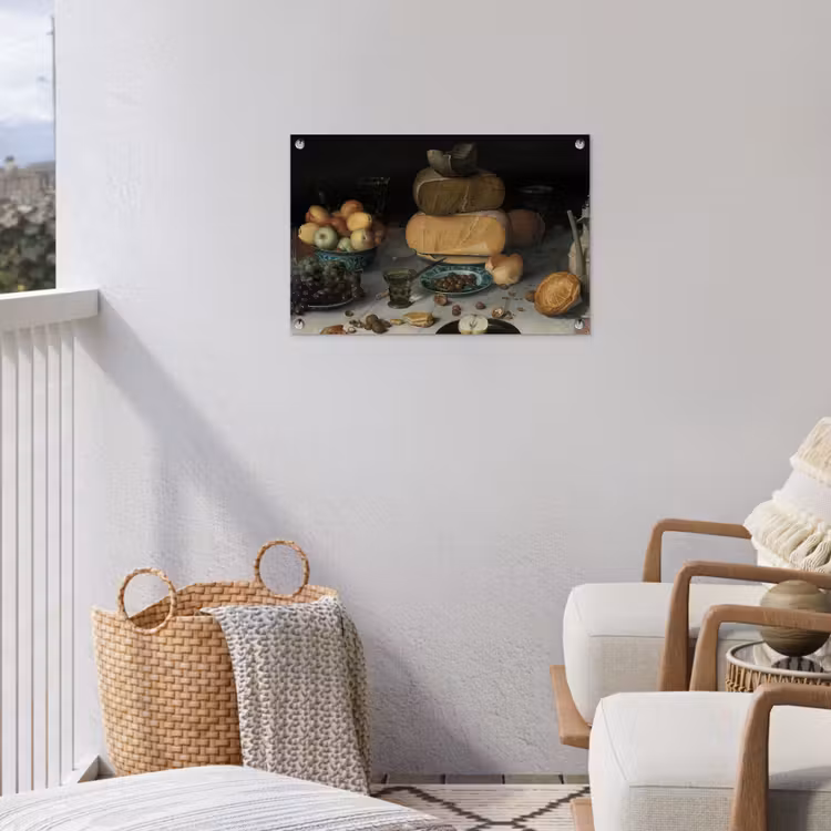Stilleven met kazen - Schilderij van Floris Claesz. van Dijck tuinposter los doek klein -sfeer8