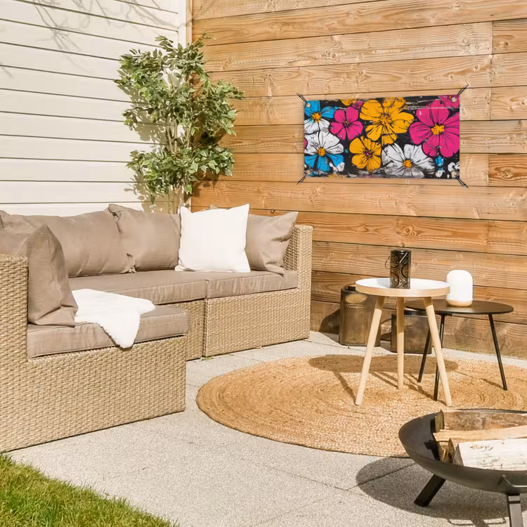 Street Art - Bloemen - Mix tuinposter los doek klein -sfeer4