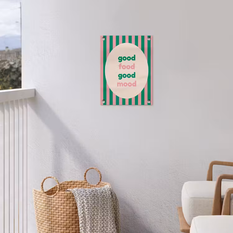 Gestreept - Quote - Ovaal - Roze tuinposter los doek klein -sfeer8