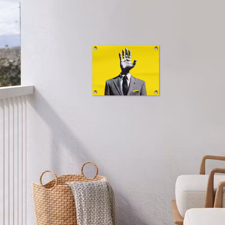 Pak - Hand - Geel tuinposter los doek klein -sfeer8