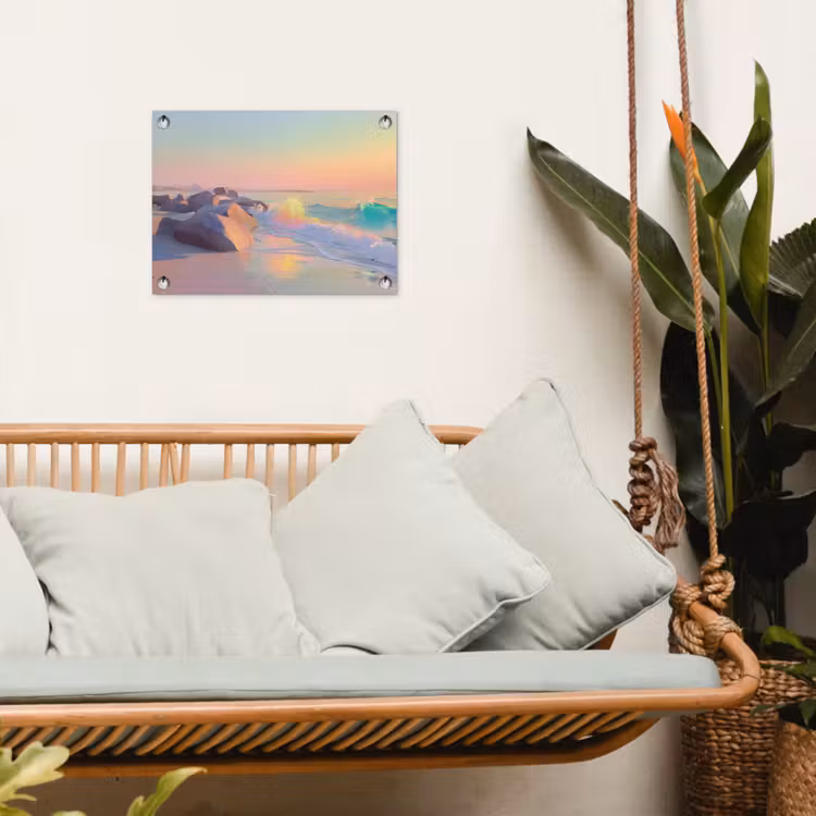 Zomerlicht - Strand - Fonkelende accenten tuinposter los doek klein -sfeer7