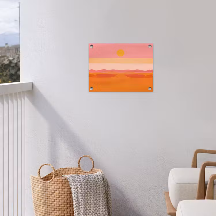 Zon - Abstract - Landschap - Oranje tuinposter los doek klein -sfeer8