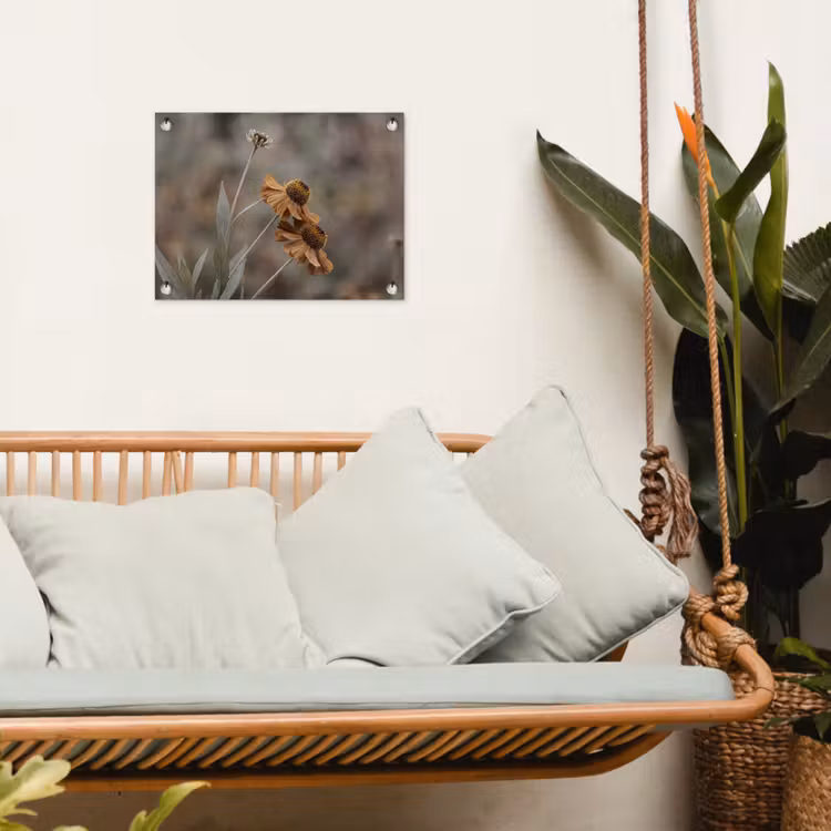Zonnehoed - Droogbloemen - Geel - Warm tuinposter los doek klein -sfeer7