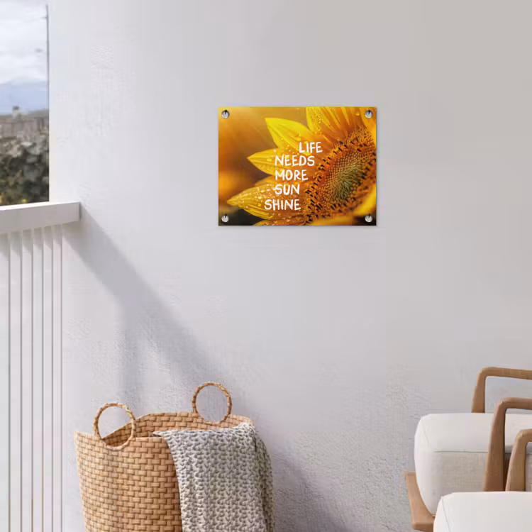 Zonnebloem - Close up - Geel - Quote tuinposter los doek klein -sfeer8