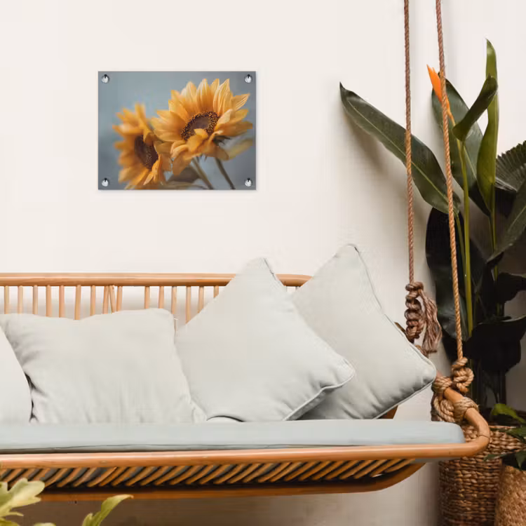 Zonnebloemen - Geel - Wazig tuinposter los doek klein -sfeer7