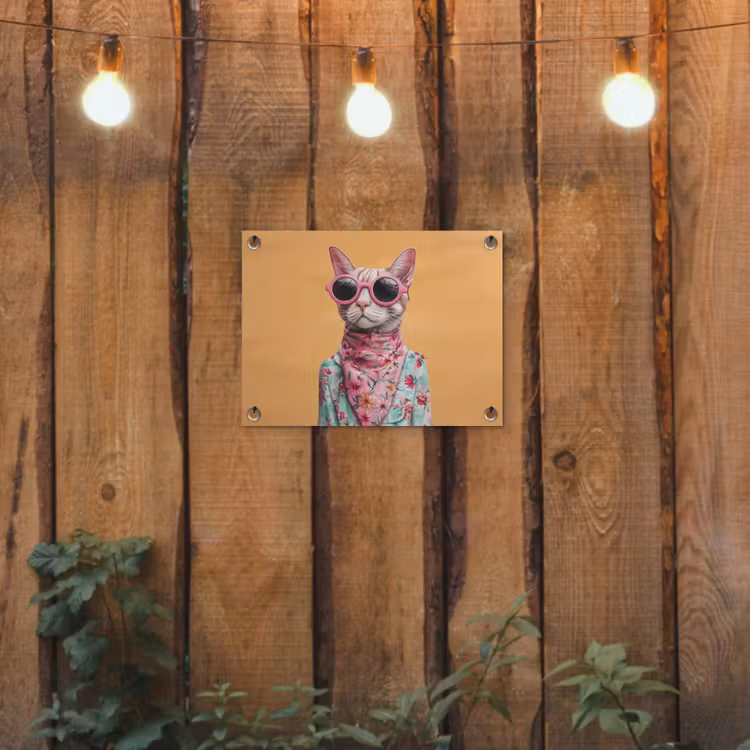 Zonnebril - Kat - Sjaal - Bloemen tuinposter los doek klein -sfeer1