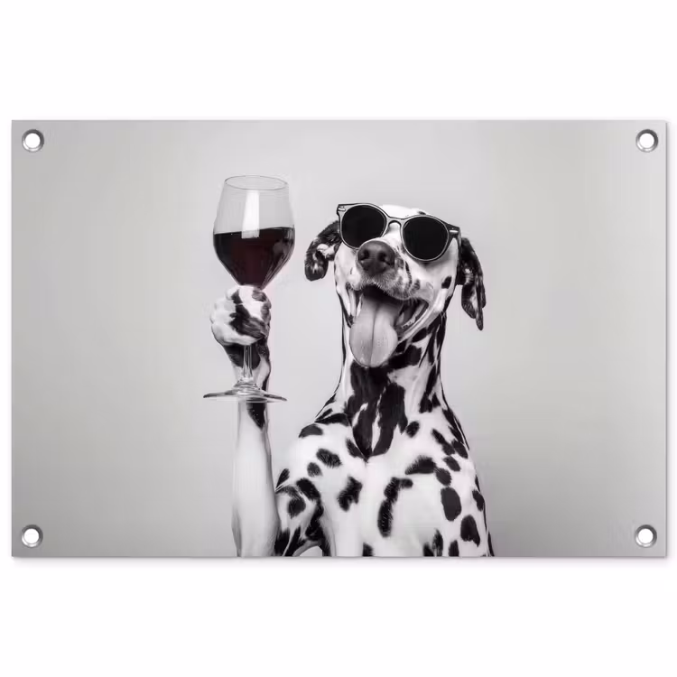 Zonnebril - Dalmatiër - Wijnglas - Tong tuinposter los doek klein -3d