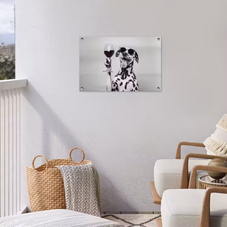 Zonnebril - Dalmatiër - Wijnglas - Tong tuinposter los doek klein -sfeer8