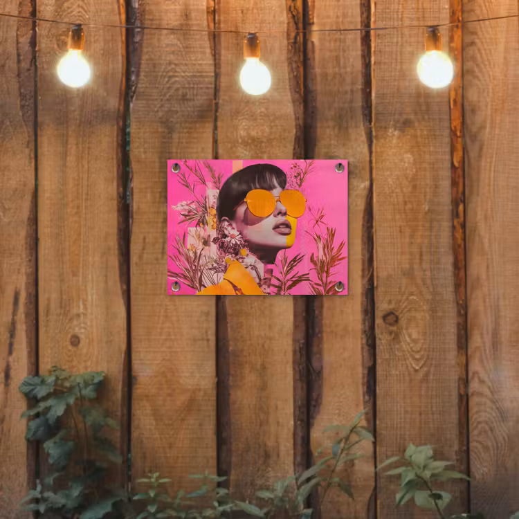 Zonnebril - Oranje - Vrouw - Planten tuinposter los doek klein -sfeer1