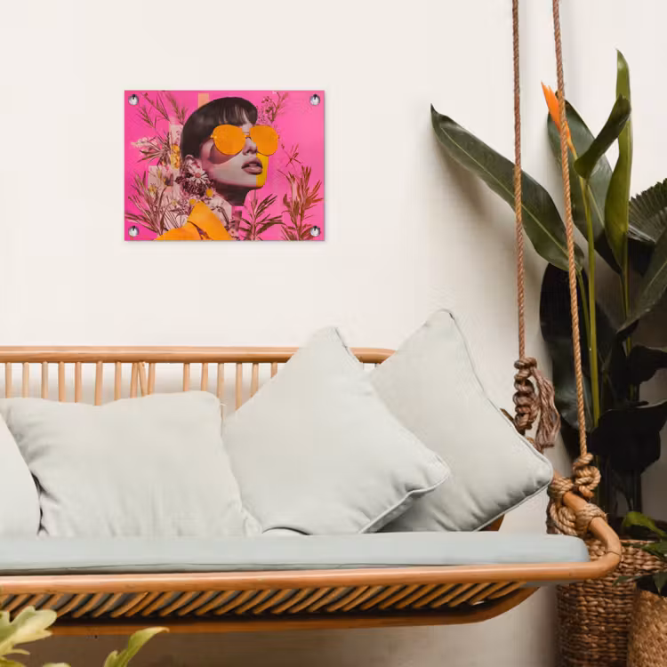 Zonnebril - Oranje - Vrouw - Planten tuinposter los doek klein -sfeer7