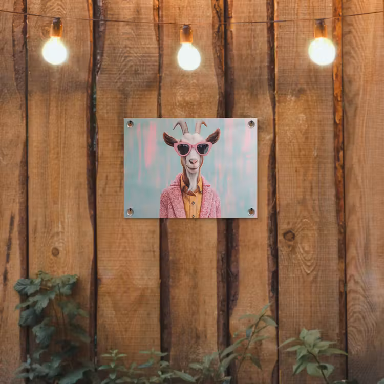 Zonnebril - Roze - Geit - Horen tuinposter los doek klein -sfeer1
