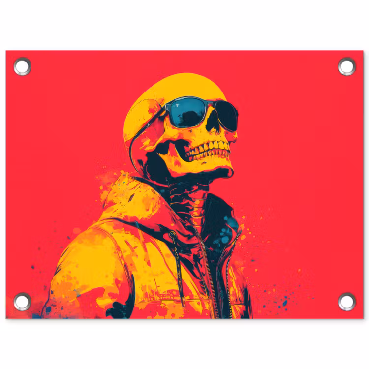 Zonnebril - Schedel - Jas - Rood tuinposter los doek klein -3d