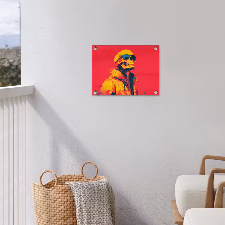 Zonnebril - Schedel - Jas - Rood tuinposter los doek klein -sfeer8