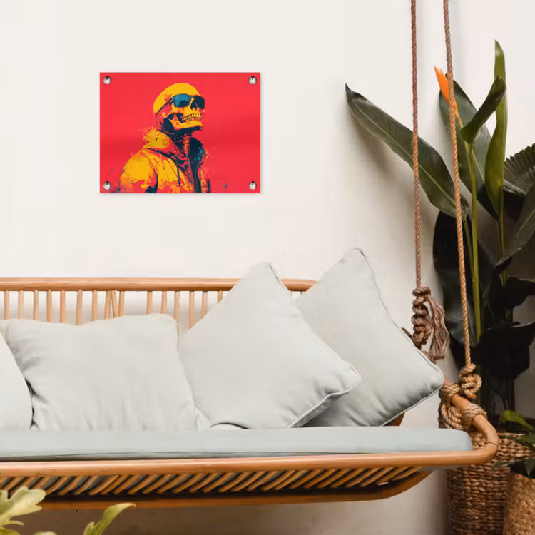 Zonnebril - Schedel - Jas - Rood tuinposter los doek klein -sfeer7