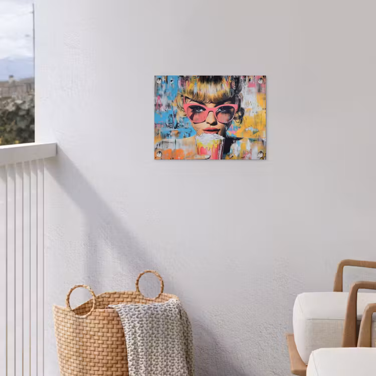 Zonnebril - Vrouw - Kleurrijk - Verfspetters tuinposter los doek klein -sfeer8