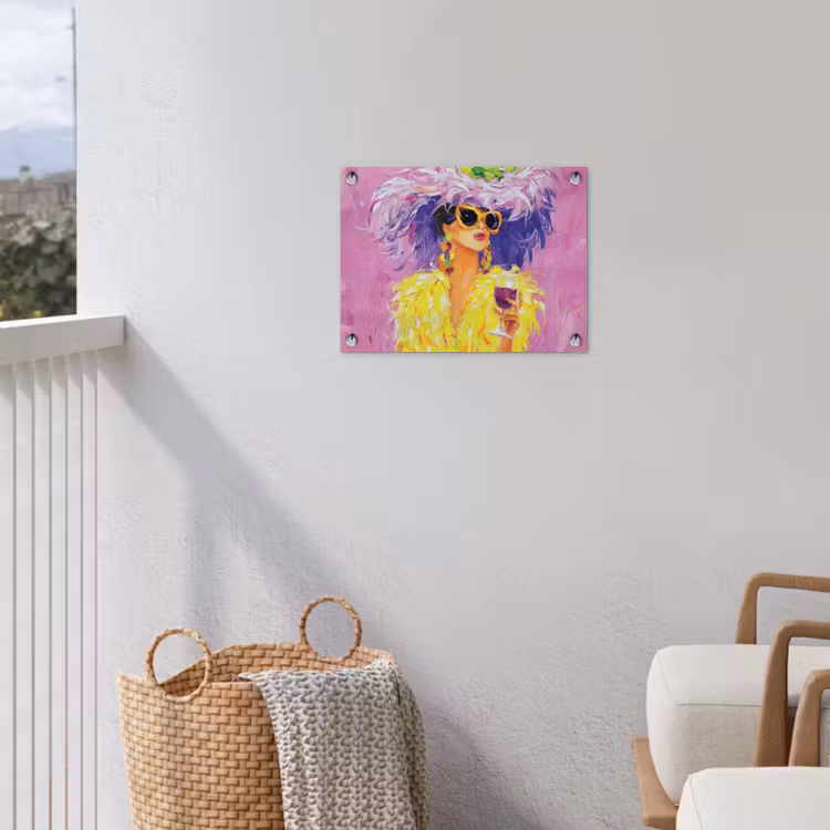 Zonnebril - Vrouw - Jas - Veren tuinposter los doek klein -sfeer8