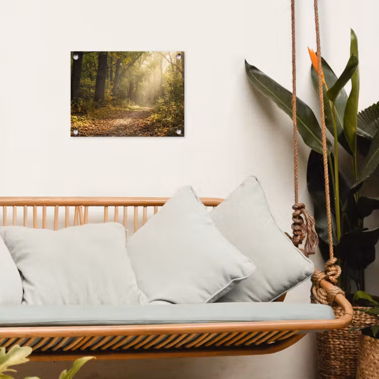 Zonlicht - Bospad - Bomen tuinposter los doek klein -sfeer7