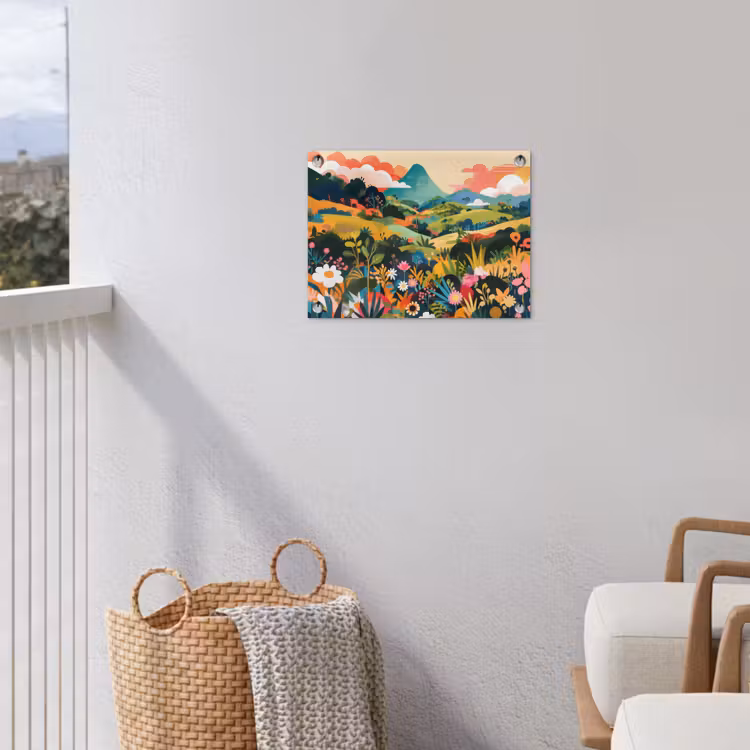 Zonlicht - Heuvels - Wolkenlucht tuinposter los doek klein -sfeer8