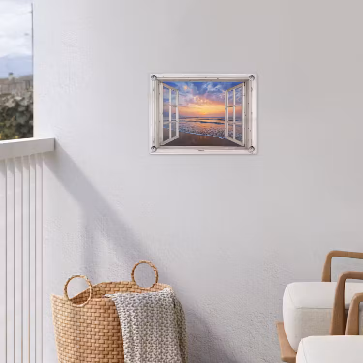 Zonsondergang aan zee tuinposter los doek klein -sfeer8